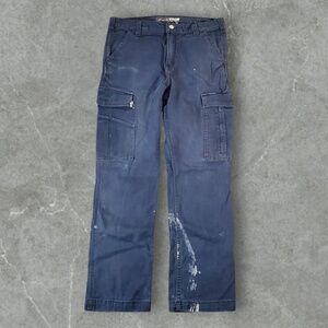 Carhartt Pants Mens 34x30 Navy Blue Cargo 103574-412 Workwear Canvas‎ Relaxed